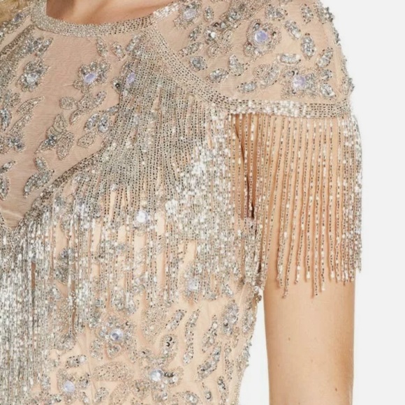 Mac Duggal Style 4715 EMBELLISHED FRINGE CAP SLEEVE TRUMPET GOWN. SIZE 12 - Picture 5 of 8